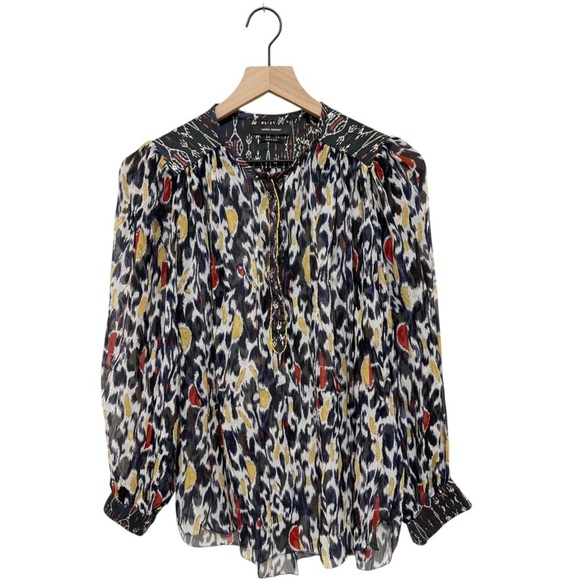 Isabel Marant Blouse Pilay Multi Printed Silk Sheer S - Picture 5 of 11